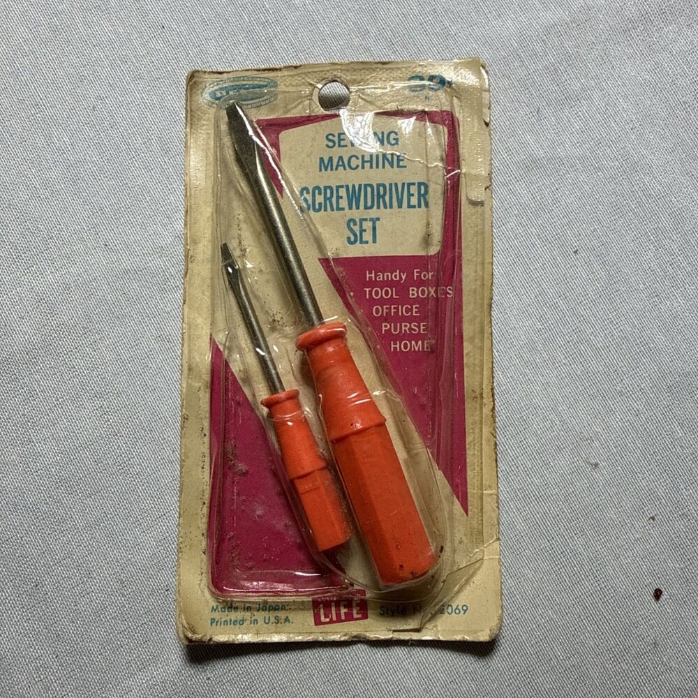 Vintage Pair of 2 Sewing Flathead Screwdrivers Tools, Japan